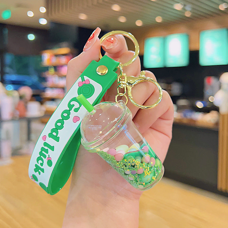Wholesale Green Quicksand Bottle Into Oil Floating Acrylic Keychains
